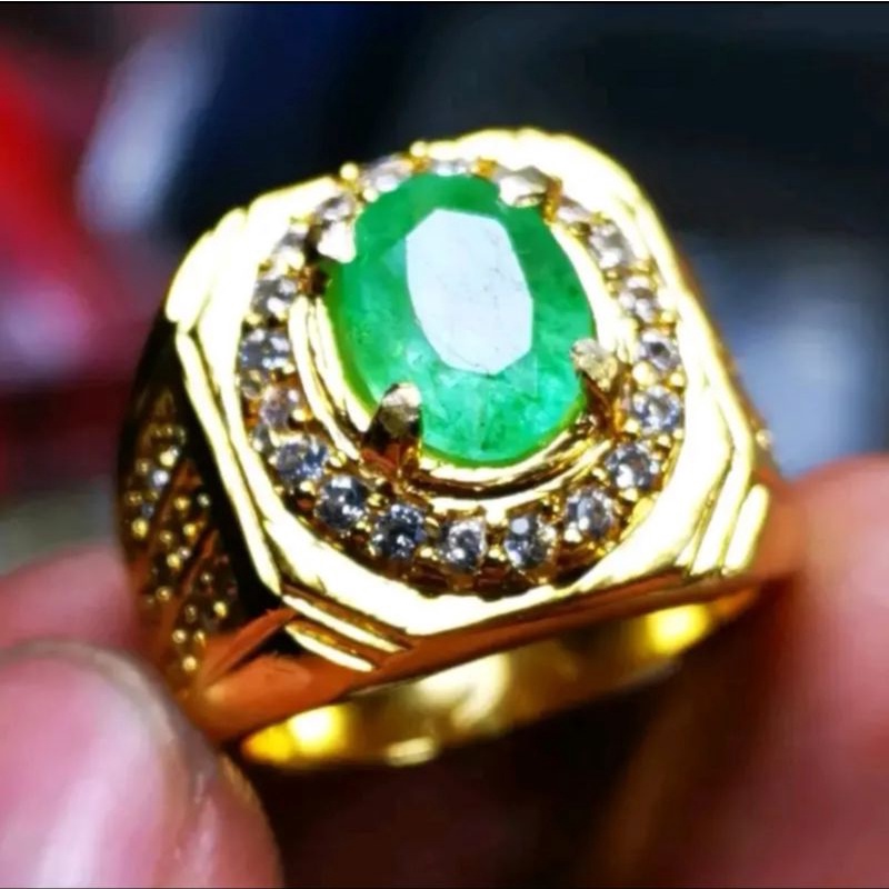 Cincin Batu Asli Jamrud Ijo Colombia Elegan