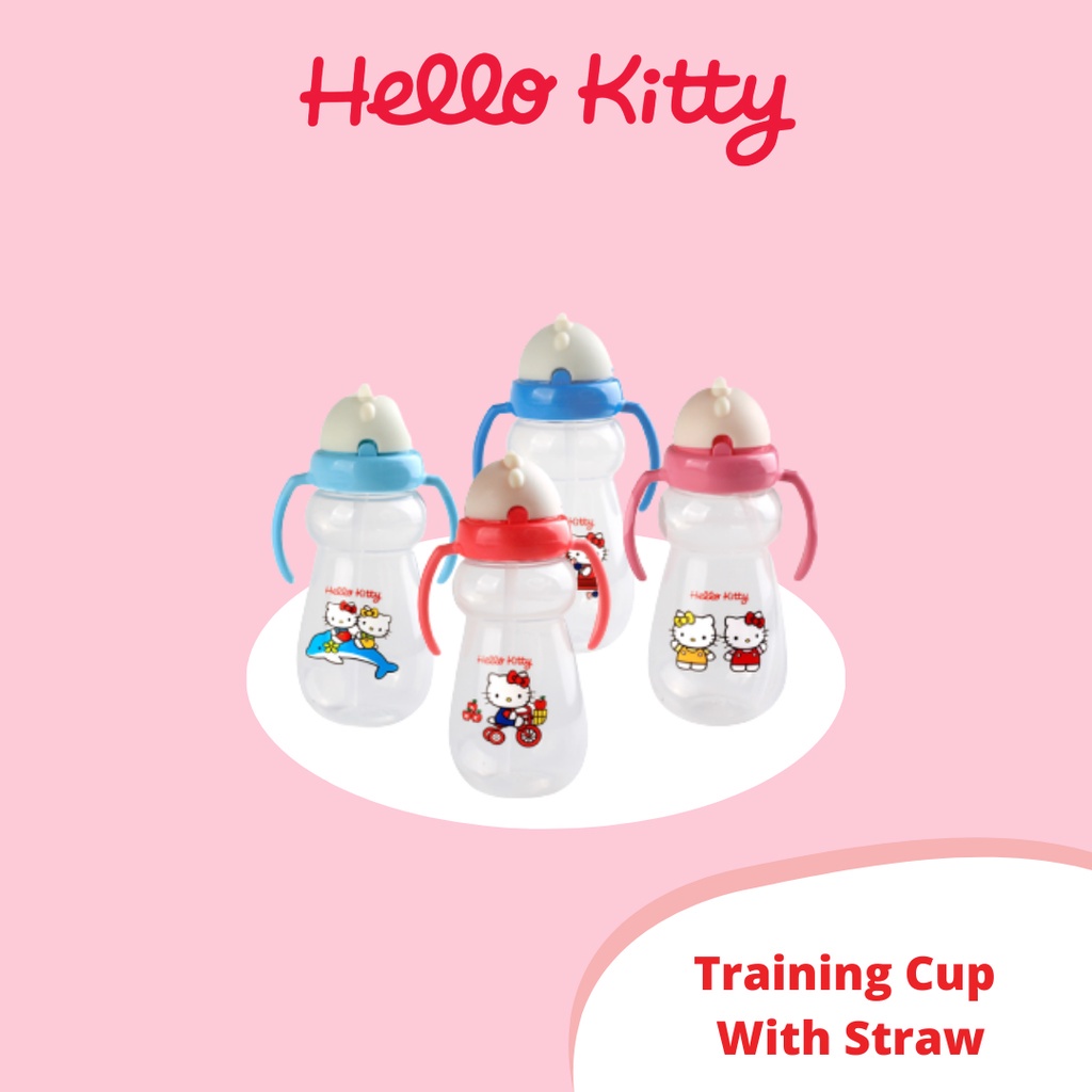 Gelas Minum Bayi Anak Botol Sedotan Lusty Bunny Hello Kitty Training Cup With Straw