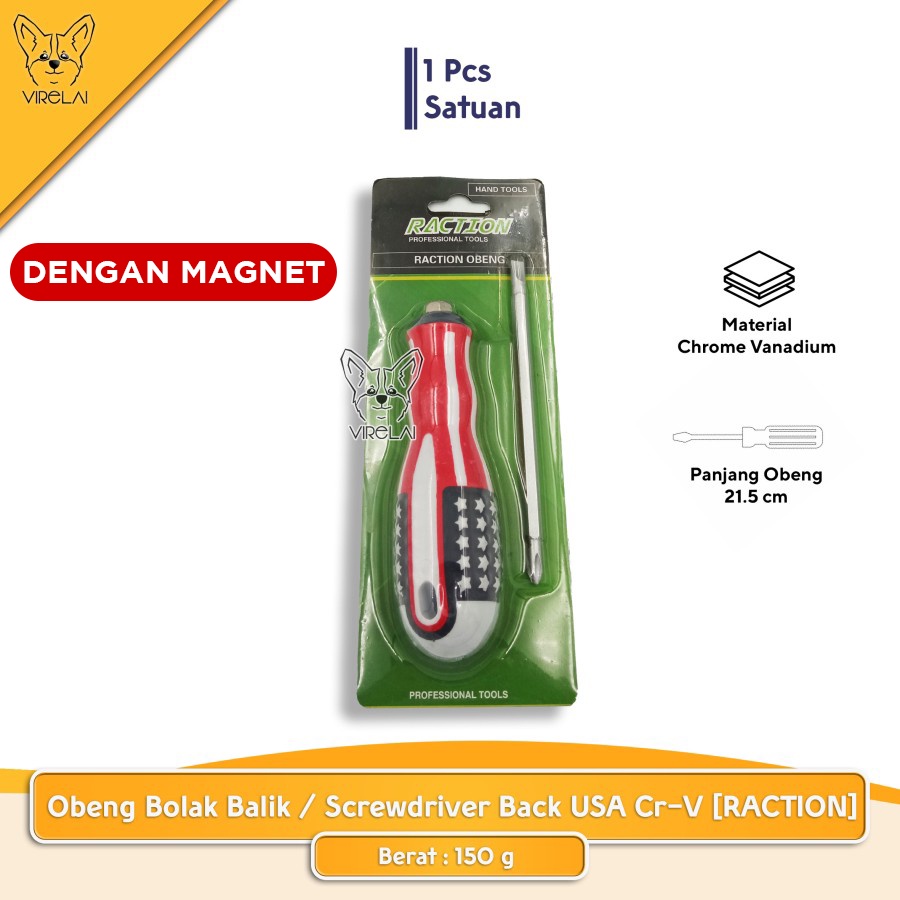 Obeng Bolak Balik / Reversible Screwdriver USA Cr-V [RACTION]