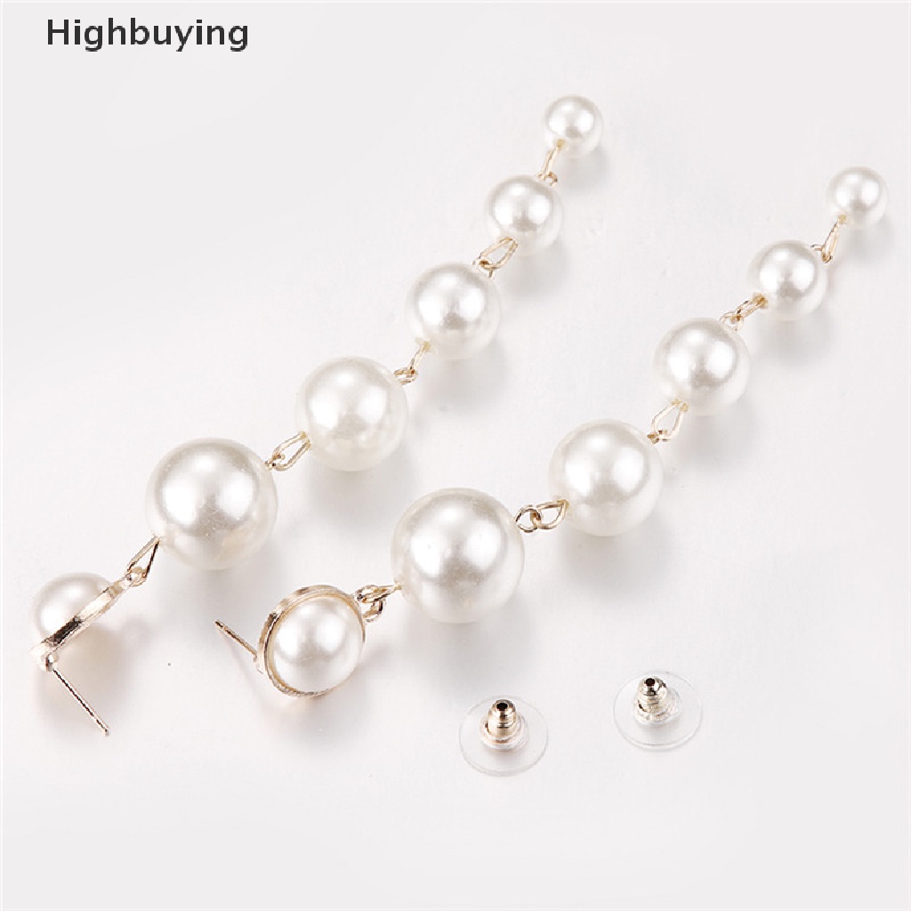 Hbid Lady Elegan Ear Stud Mutiara Rumbai Panjang Statement Menjuntai Drop Earrings Perhiasan Glory