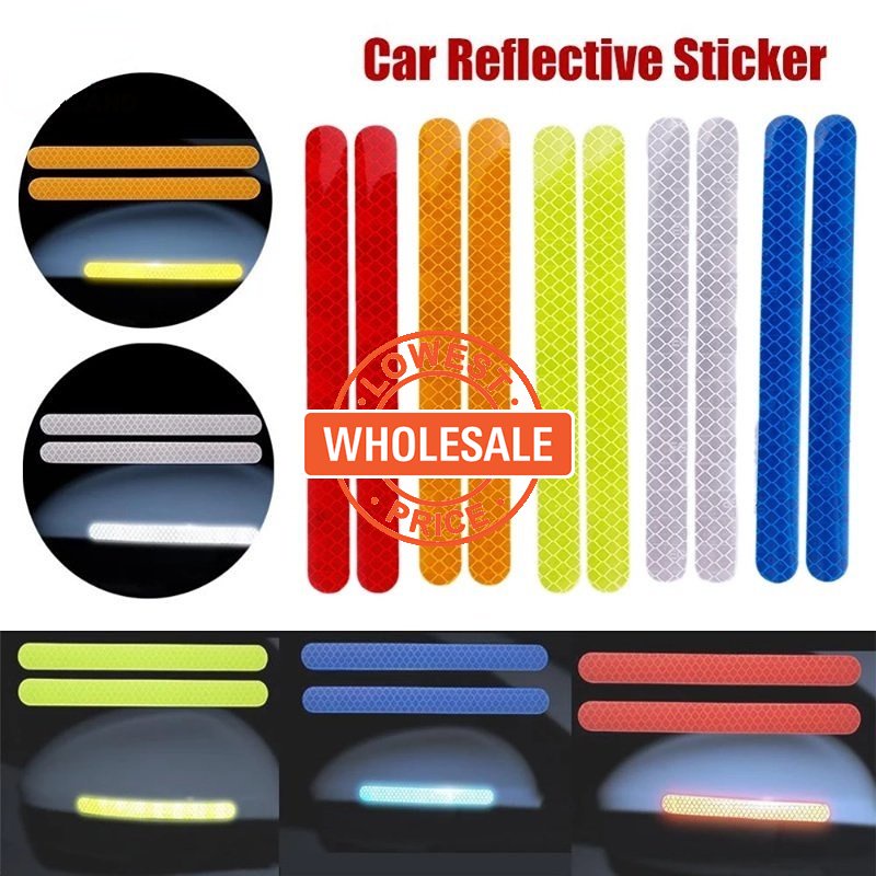 [Harga Grosir] 2Pcs Pack Malam Mengemudi Peringatan Keselamatan Strip Reflektif Spion Mobil Refleks Tape Tape Reflektif Tinggi Anti-Tabrakan Strip Reflektif Stiker Mobil