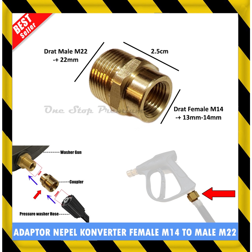 SAMBUNGAN THREAD ADAPTOR KOPLER COUPLER KONVERTER CONVERTER KONEKTOR CONNECTOR NEPEL DRAT FEMALE M14