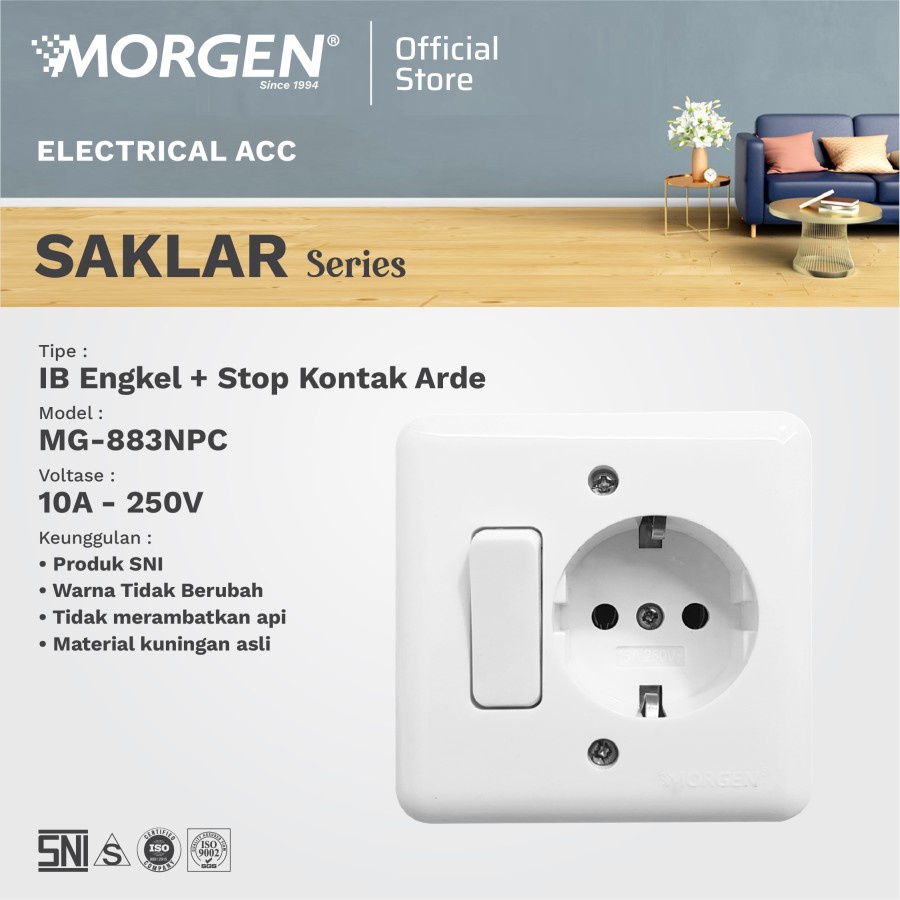 Engkel Stop Morgen Saklar MG-883-NPC IB Stop Kontak Arde