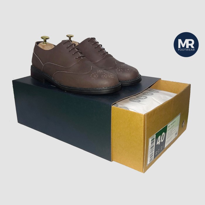 Sepatu Kulit Pria - Ibiza Wingtip Oxford Brown Coklat - MR. Footwear (Pantofel Formal Kerja)