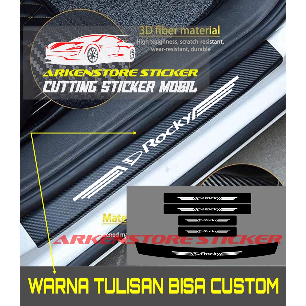 sticker sill plate 5pcs carbon 3d mobil rocky sticker karbon 3d pelindung pijakan bumper bagasi mobi