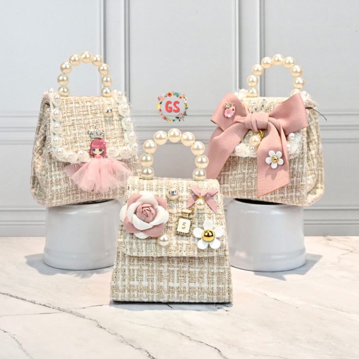TAS ANAK PEREMPUAN TAS SELEMPANG ANAK SLINGBAG TAS PESTA HANDBAG-BEIGE