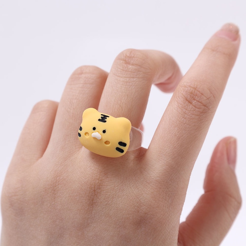 Fashion Kartun Hewan Beruang Kodok Kelinci Gajah Resin Cincin/Kreatif Childlike Transparan Resin Ring