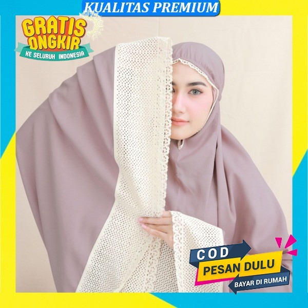 Mukena Brokat Dewasa Terbaru 2023 Sutra Velvet Premium Mewah Renda Sultan Tile Mukena Adara Katun Po