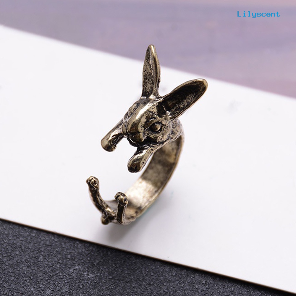 [LS] Vintage Rabbit Mid Finger Knuckle Opening Ring Pasangan Perhiasan Hadiah Ulang Tahun