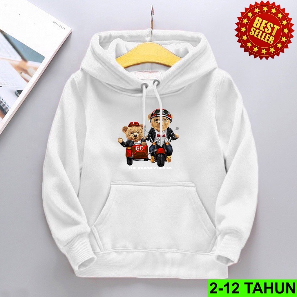 Jumper Hoodie Anak  THE JOURNEY BEAR II Jaket Hoodie Anak Viral Bahan Fleece Sz M - XL ( Laki Laki &amp; Peremepuan )