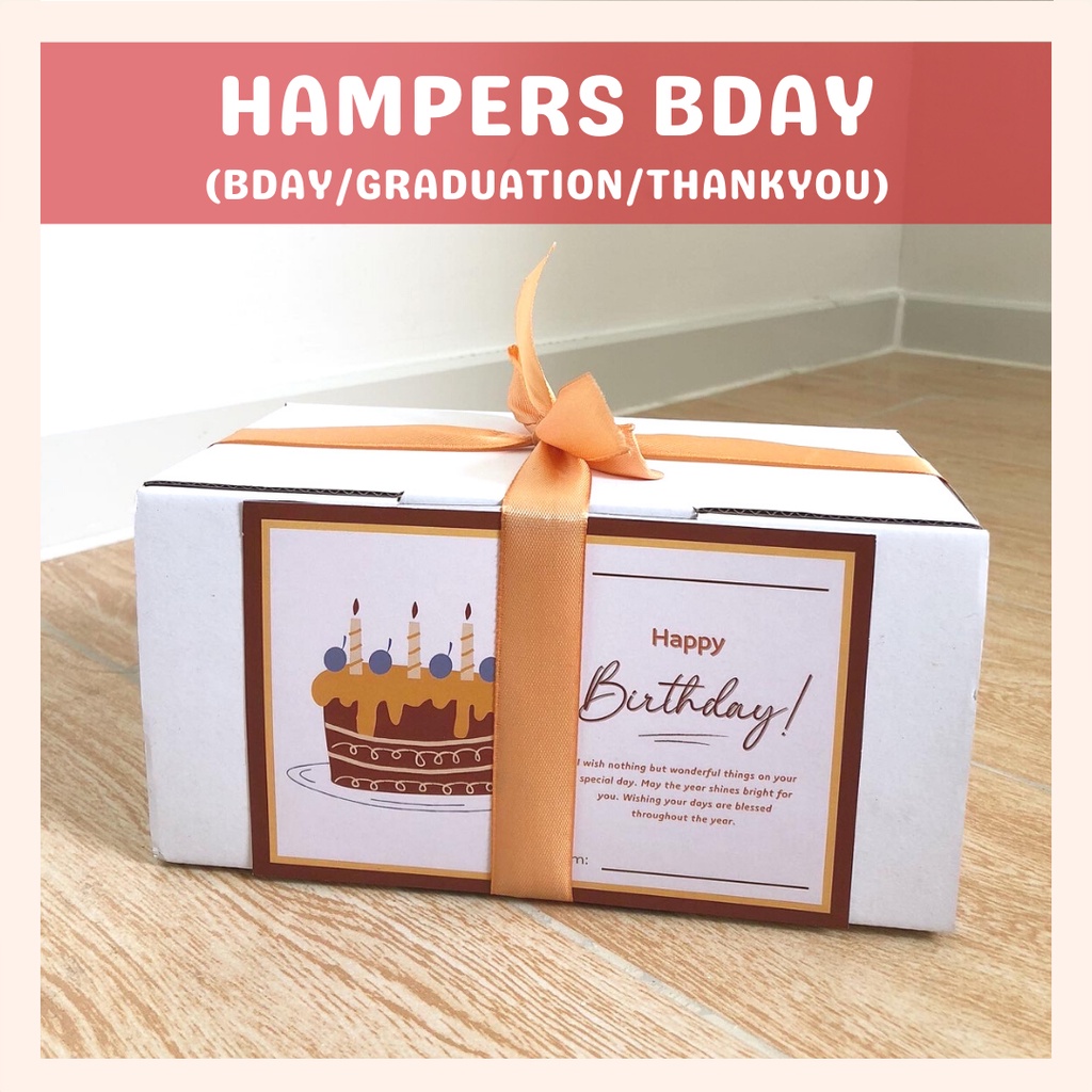 [DELISH SNACKS] Birthday / Graduation / Thank You Hampers (M) isi 2 toples / Bingkisan Kado Ulang Tahun / Kelulusan / Ucapan Terima Kasih Gift Box Hadiah Ultah