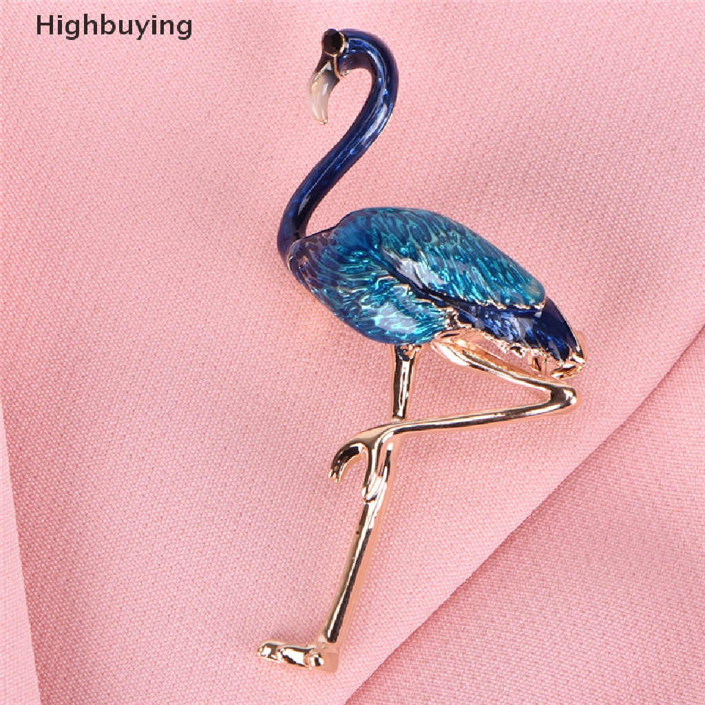 Hbid Flamingo Bros Pin Enamel Kerah Bros Wanita Lencana Perhiasan Bros Aksesoris Glory