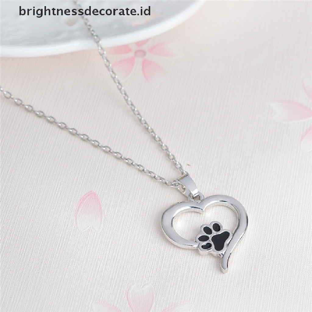 [Birth] Elegan Berongga Pet Paw Print Kalung Hewan Lucu Anjing Kucing Liontin Kalung Perhiasan Hadiah [ID]