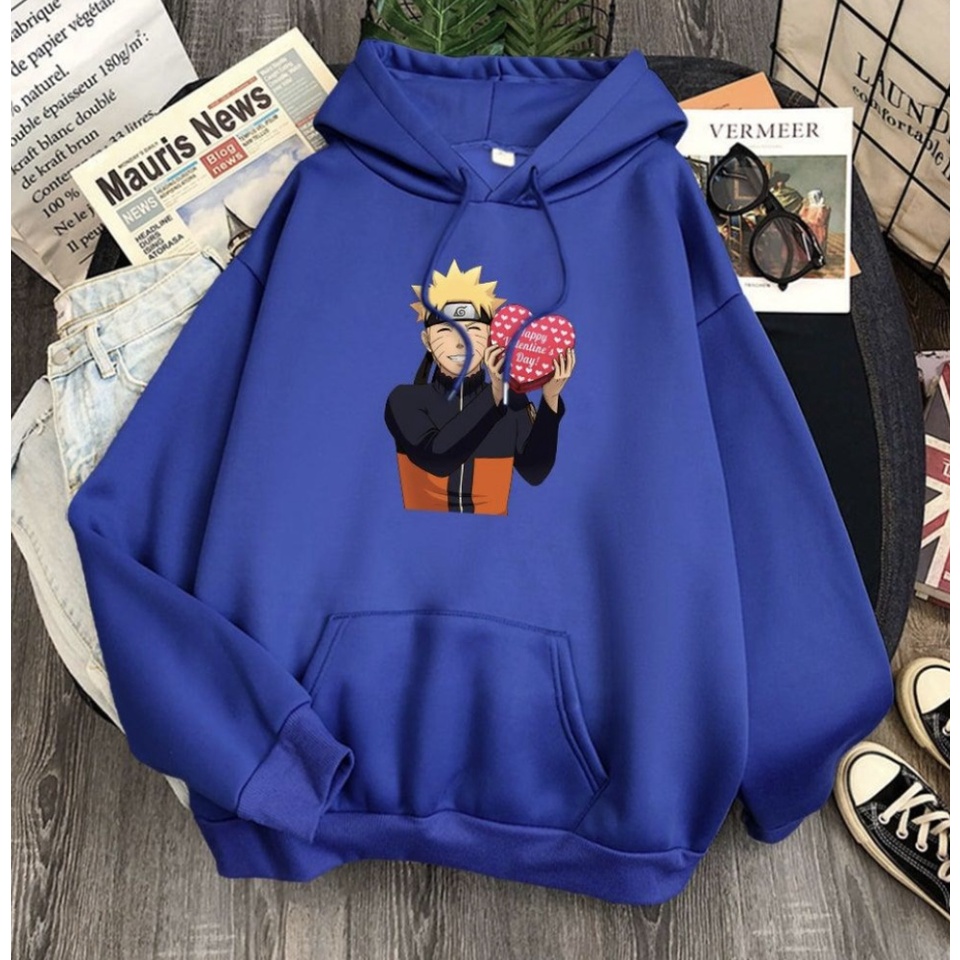 NARUTO Love Sweater Hoodie Trendy II NARUTO Love anime Jumper Hoodie II Sweter Oblong Topi Sz M - XL ( Pria &amp; Wanita / Anak &amp; Dewasa )