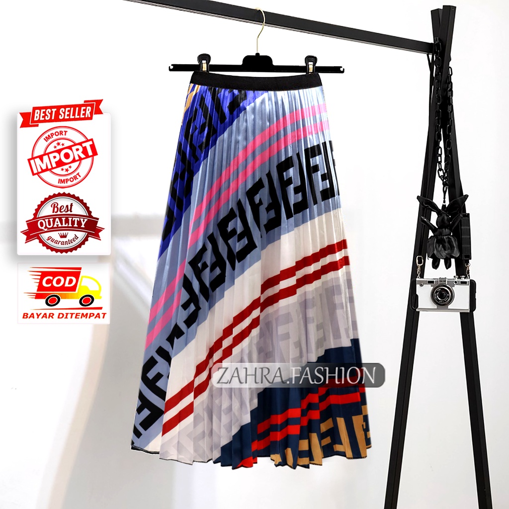 Rok Plisket 7/8 Import Premium Motif Kekinian Terbaru Murah Bahan Satin Gaya Korea High Quality