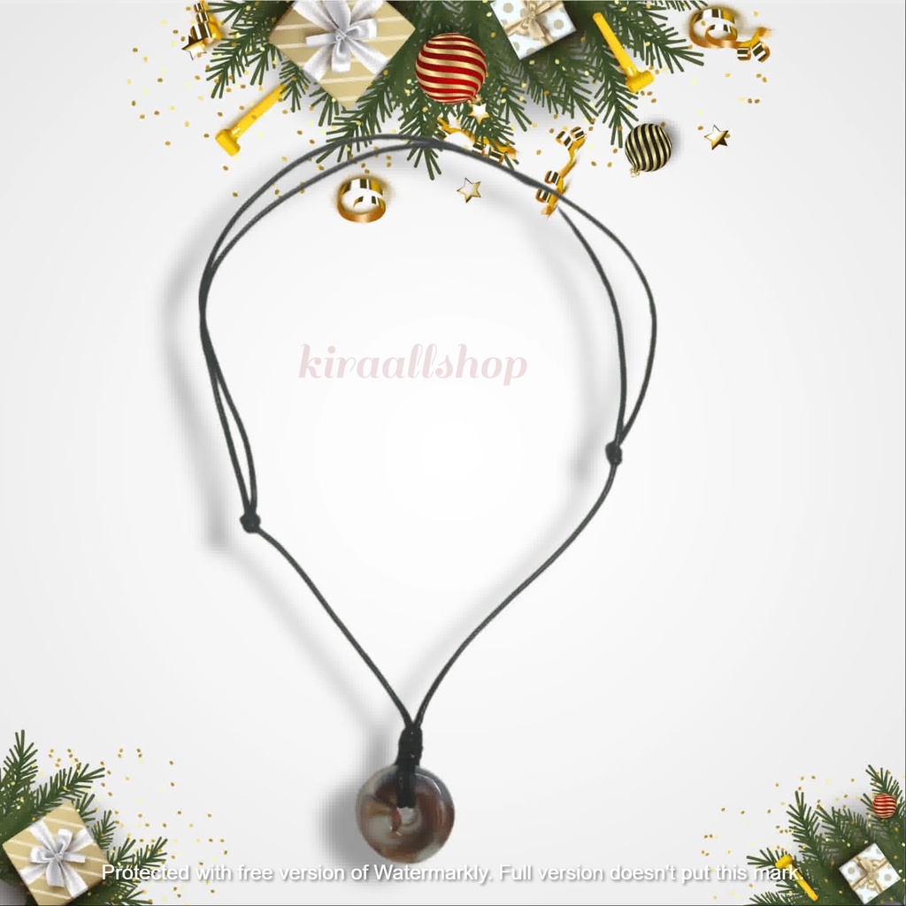 Kalung Tali Korea Bandul Giok Bulat