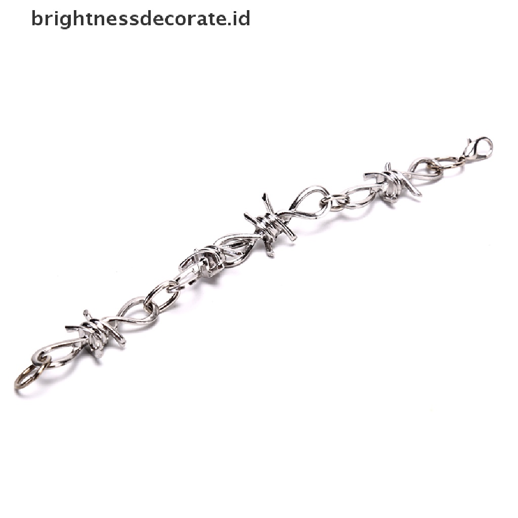 [Birth] Perak Stainless Steel Rantai Kaitan Gelang Gelang Bangle Perhiasan Punk Perhiasan [ID]