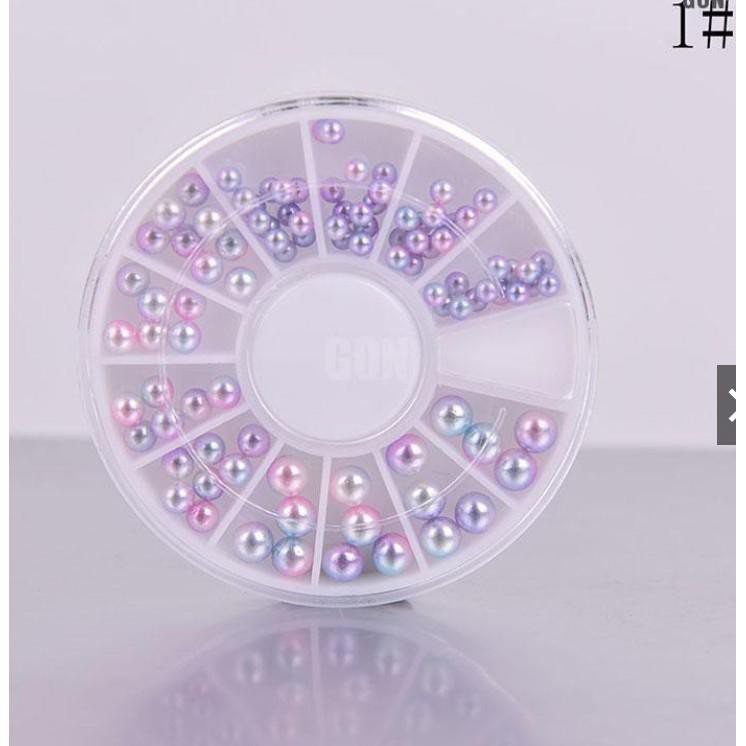 Roda Pearl / Halfpearl Manik-manik Mutiara Imitasi Gradient Flat Bottom Studs Nail Art 3D