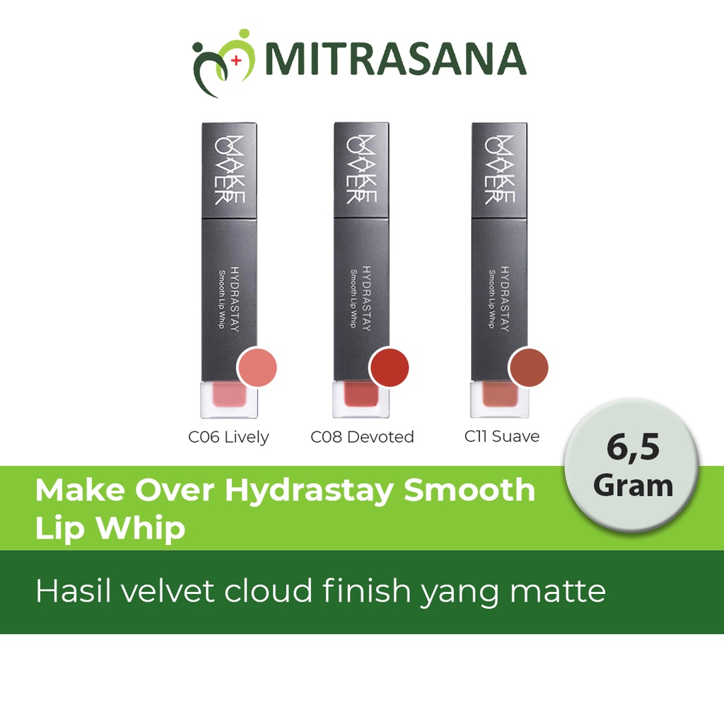 Make Over Hydrastay Smooth Lip Whip 6.5 gr Lipcream MakeOver Hydra Stay Cream Bibir Kering