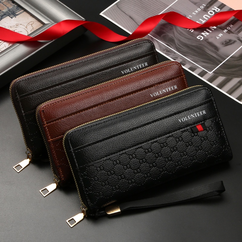 Dompet Panjang Pria Fashion Korea Style Kasual Dompet Clutch Cowok Zipper Men Wallet PU Satu7an D98