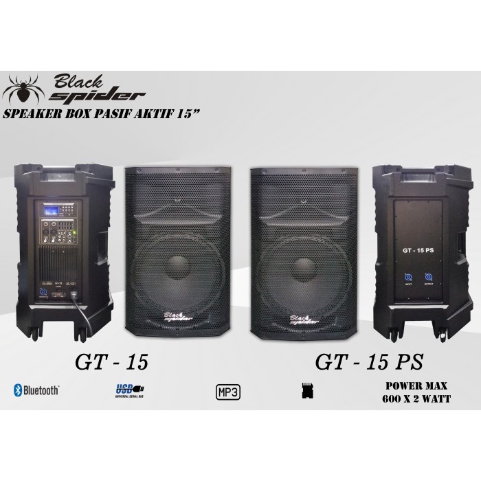 Speaker Portable Wireless Black Spider BS GT - 15 &amp; PS 15&quot;