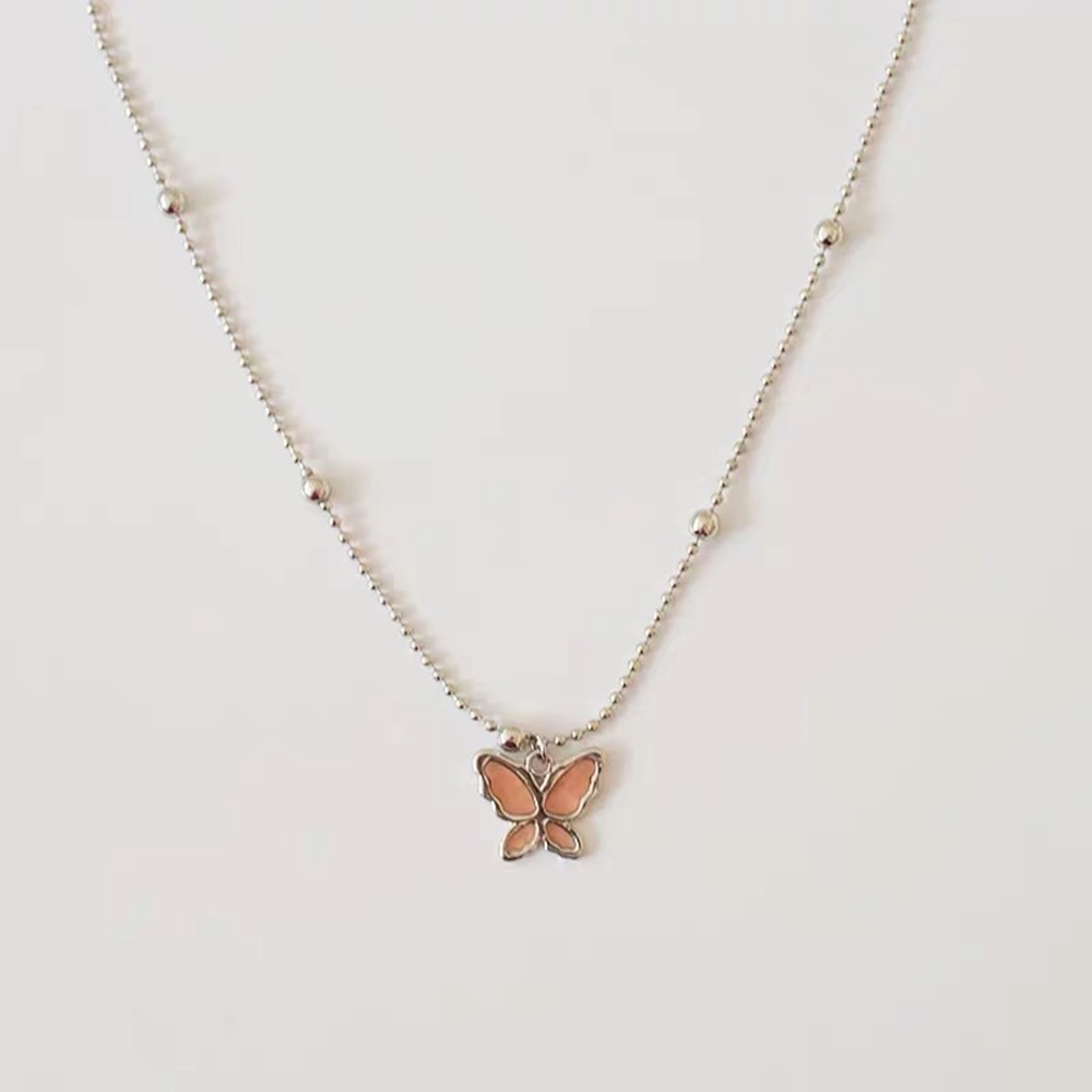 Ins woman simple 925silver Butterfly pendant Kalung Choker Rantai Klavikula