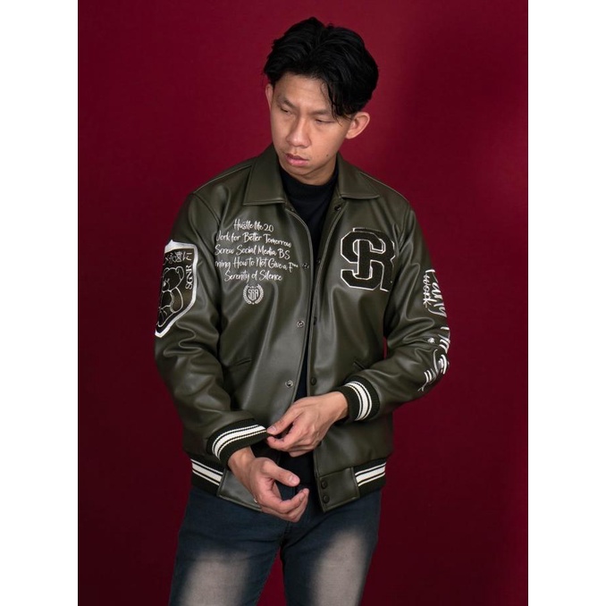 Hustle Lifestyle Full Leather Varsity Jacket