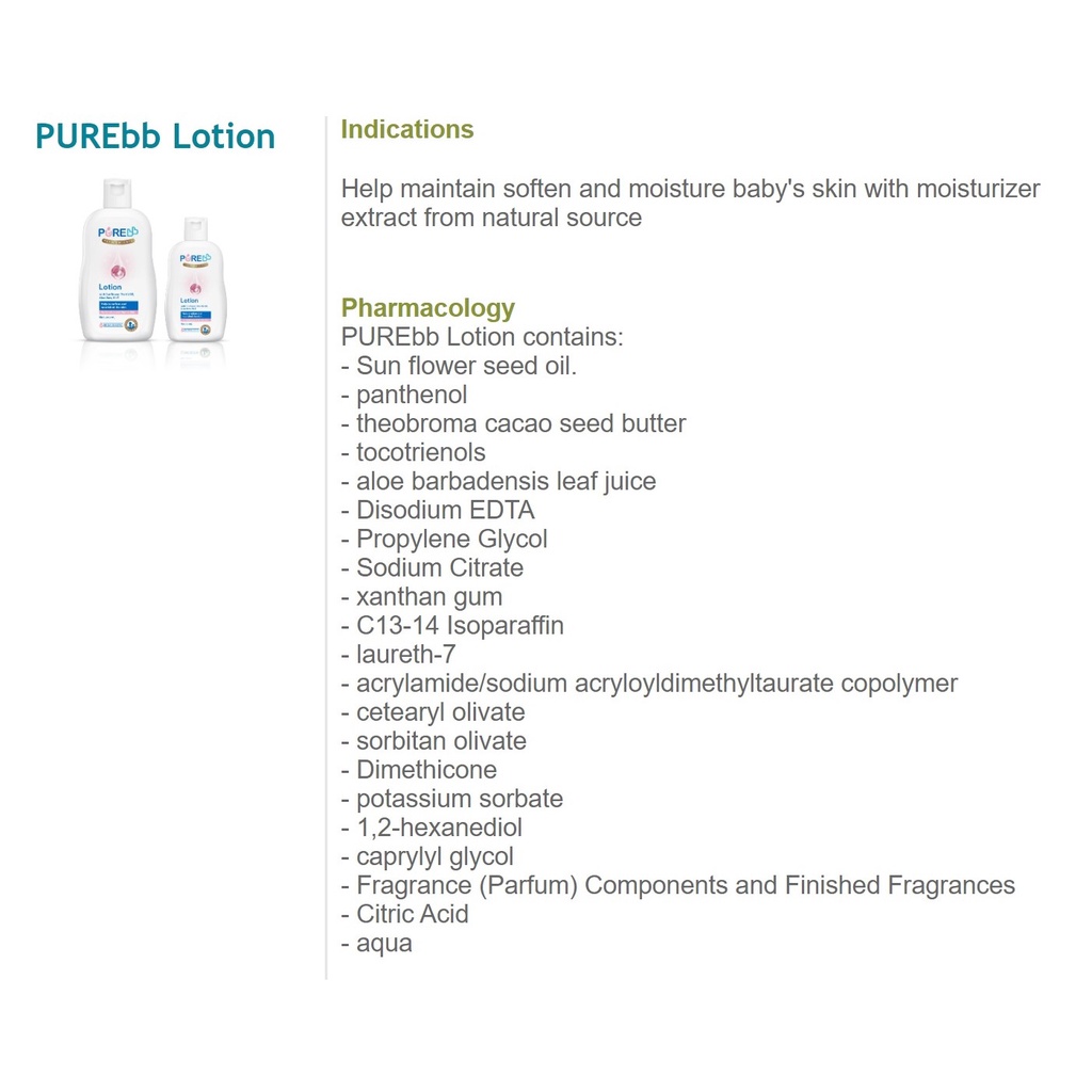 Pure BB Lotion 80ml PureBB Daily Losion Bayi Menjaga Kelembutan Kelembapan