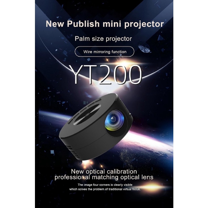 PS6319 YT200 Proyektor Super Mini Portable Projector 15 ANSI 1080P Support