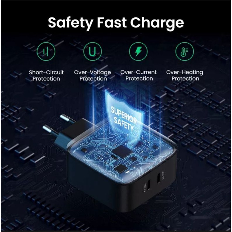 Ugreen 66W Charger Dual Type C PD QC 3.0 4.0 Fast Charging