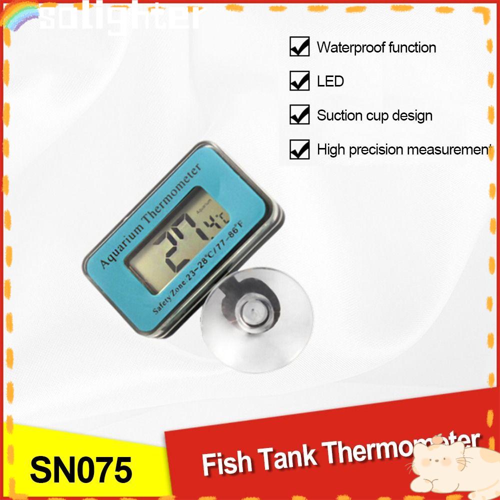 Solighter Termometer Akuarium Ikan Tangki Suhu Air Dengan Suction Cup Waterproof Temperature Gauge