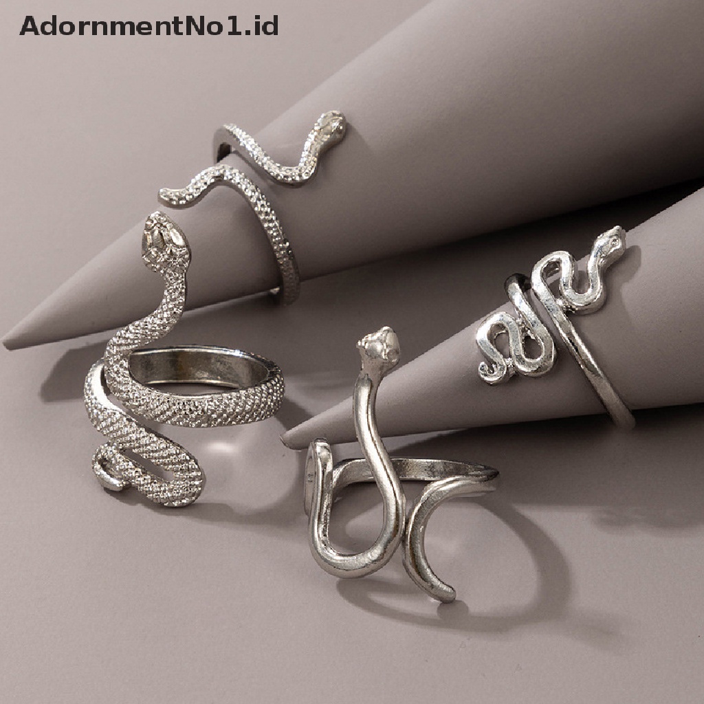 [AdornmentNo1] 4pcs Set Cincin Ular Untuk Wanita Anillo Bagues Perhiasan Gadis Remaja Accesories Hadiah [ID]