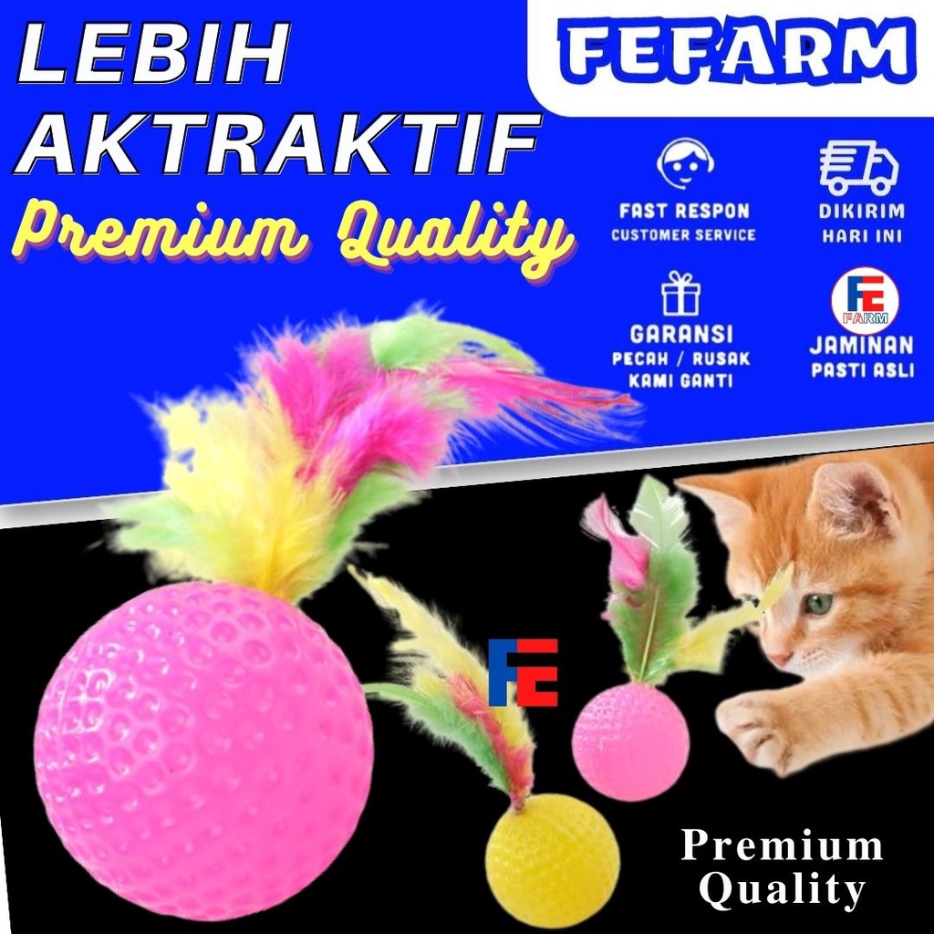 Mainan Kucing Bola Kucing Bola Bulu Warna Warni Mainan Bola Bulu Kucing Premium Quality Mainan Kucing FEFARM