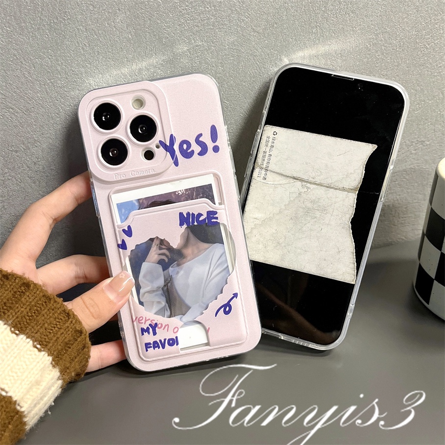 Compatible For IPhone 14 13 12 11 Pro Max X XR Xs Max 8 7 Plus SE 2020 Soft Case TPU Bening Holder Kartu Keberuntungan Untuk