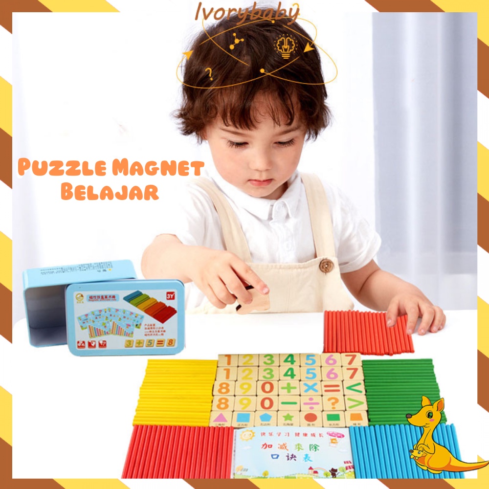 Ivorybaby Mainan edukasi puzzle magnet belajar berhitung Intelligence stick berhitung matematika