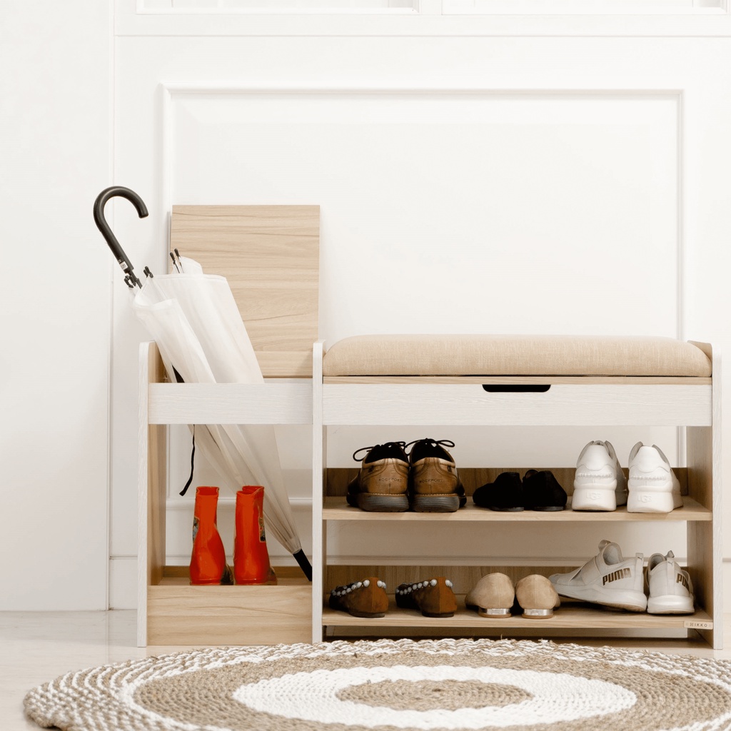 TOSHIO Rak Sepatu Puff Minimalis Serbaguna, Lemari Sepatu 2 Susun Minimalis | Rak Sepatu beserta Tem