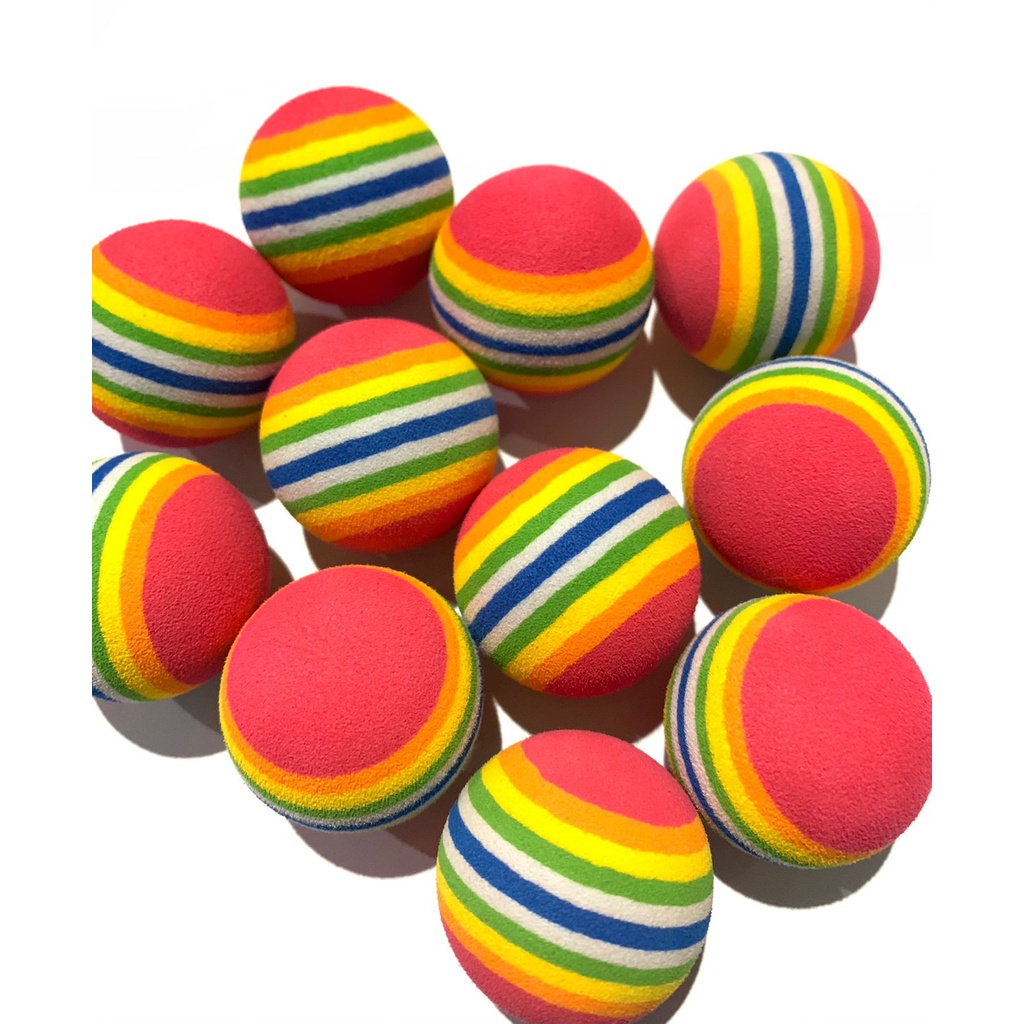 CAT TEASER BALL Rainbow Stripe Bola Pelangi Mainan Kucing/Tntoys