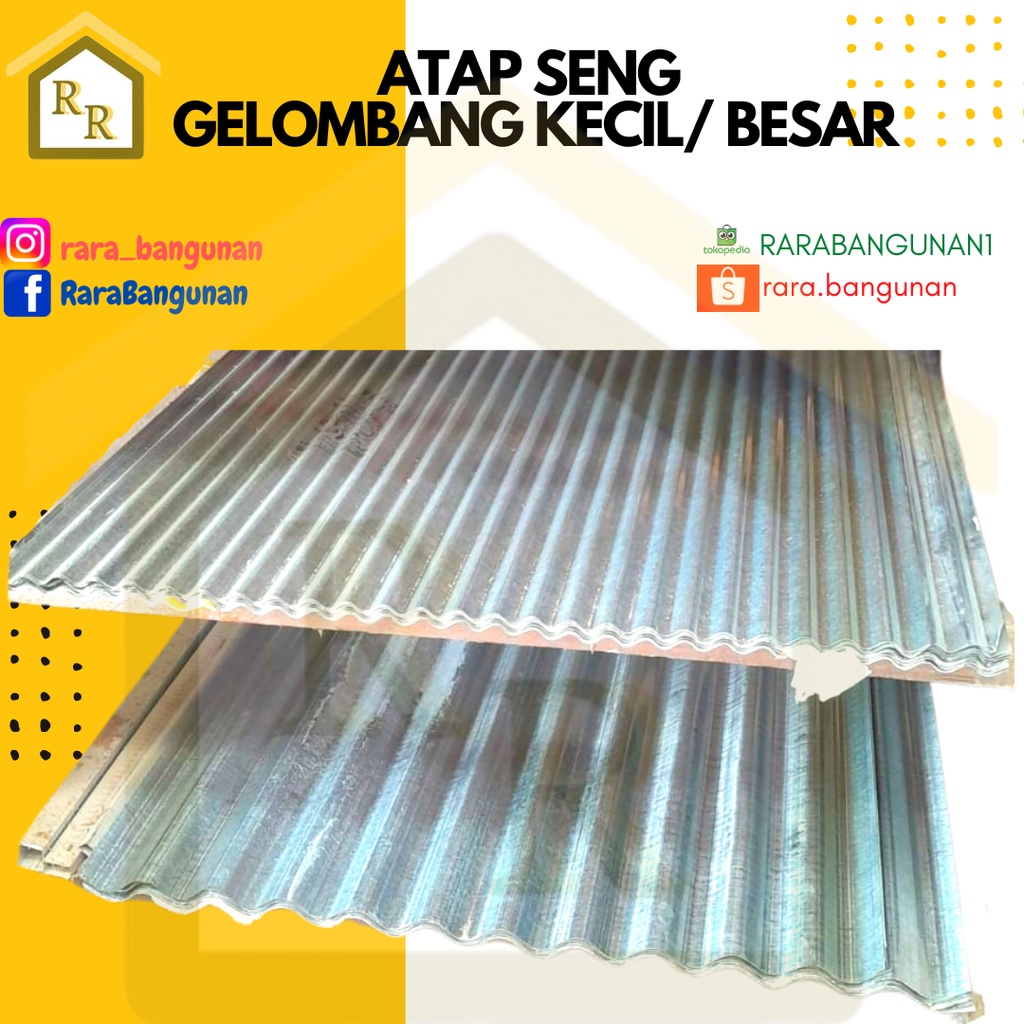 ATAP/GENTENG/ SENG GELOMBANG KECIL DAN BESAR WARNA SILVER PANJANG 1,70M