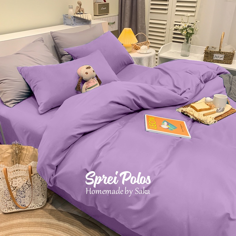 SPREI MOTIF POLOS UKURAN 180x200 160x200 140x200 120x200 90x200 HITAM PALE GREEN LILAC