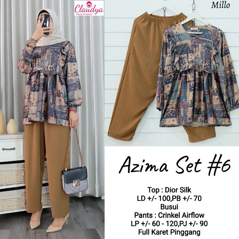 Azima Set #6 Ori Claudya Kayla Setelan Dior Silk Wanita Kekinian Busui