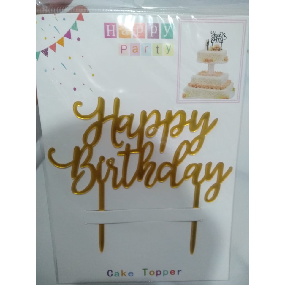 TOPPER AKRILIK HBD GOLD JUMBO / HIASAN KUE AKRILIK HBD JUMBO