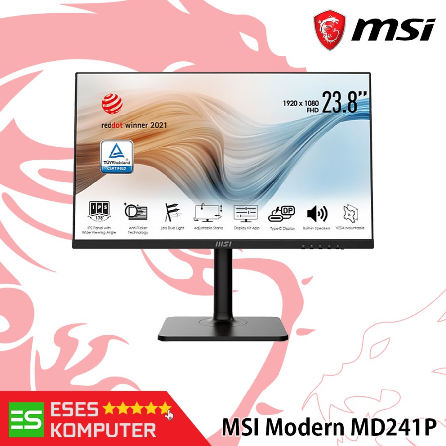 Monitor MSI Modern MD241P 24 Inch FHD IPS 75hz USB Type-C Swivel Pivot