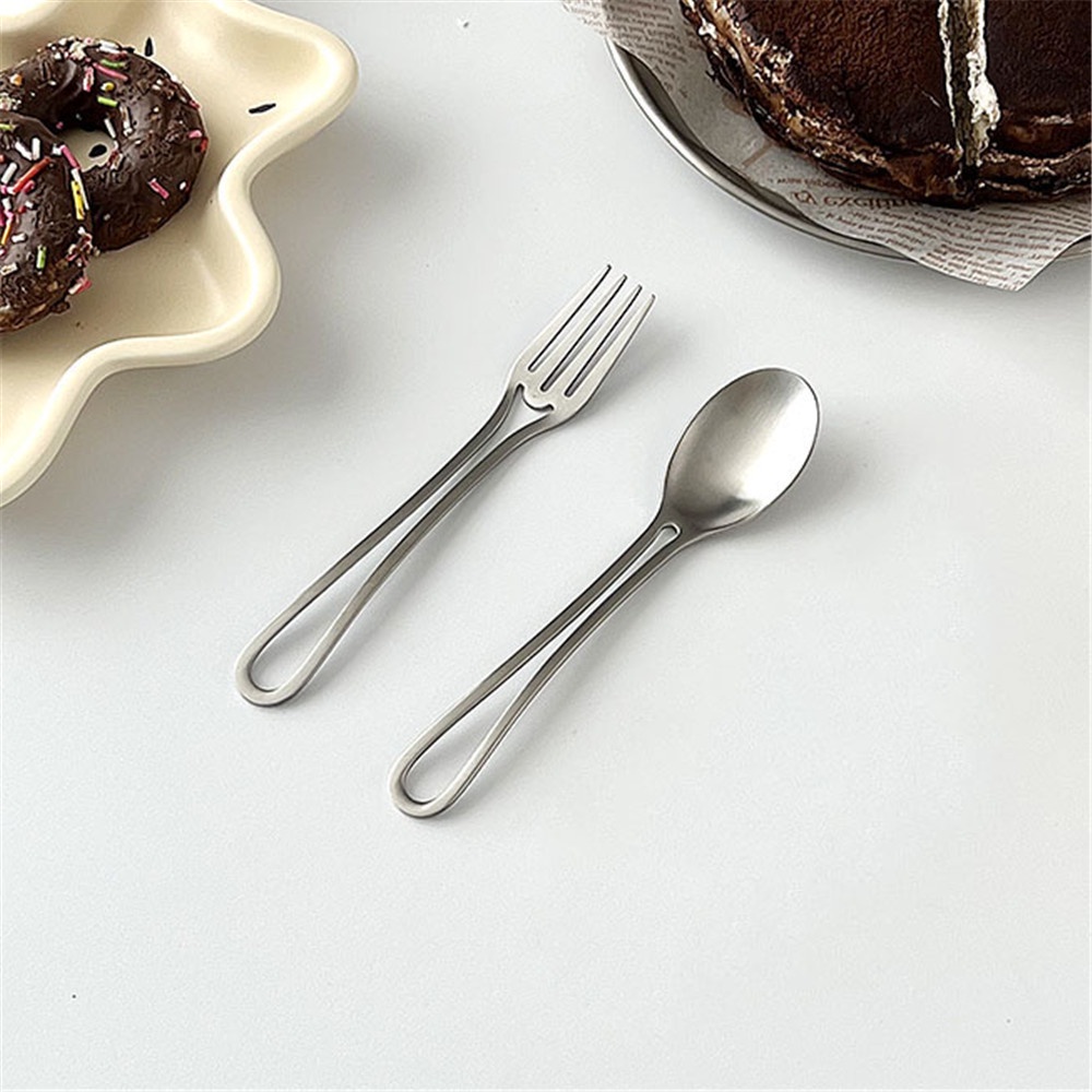 1 Pc Dapur Stainless Steel Garpu Sendok Sup Silver Dessert Fork Tableware