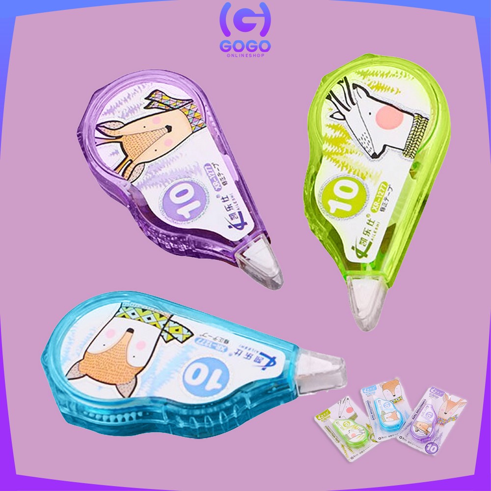 GOGO-A52 Correction Tape Karakter Hewan Lucu Perlengkapan Sekolah Pita Tipex Koreksi Multifungsi / Tip Ex Kertas Anak Sekolah Correction Import