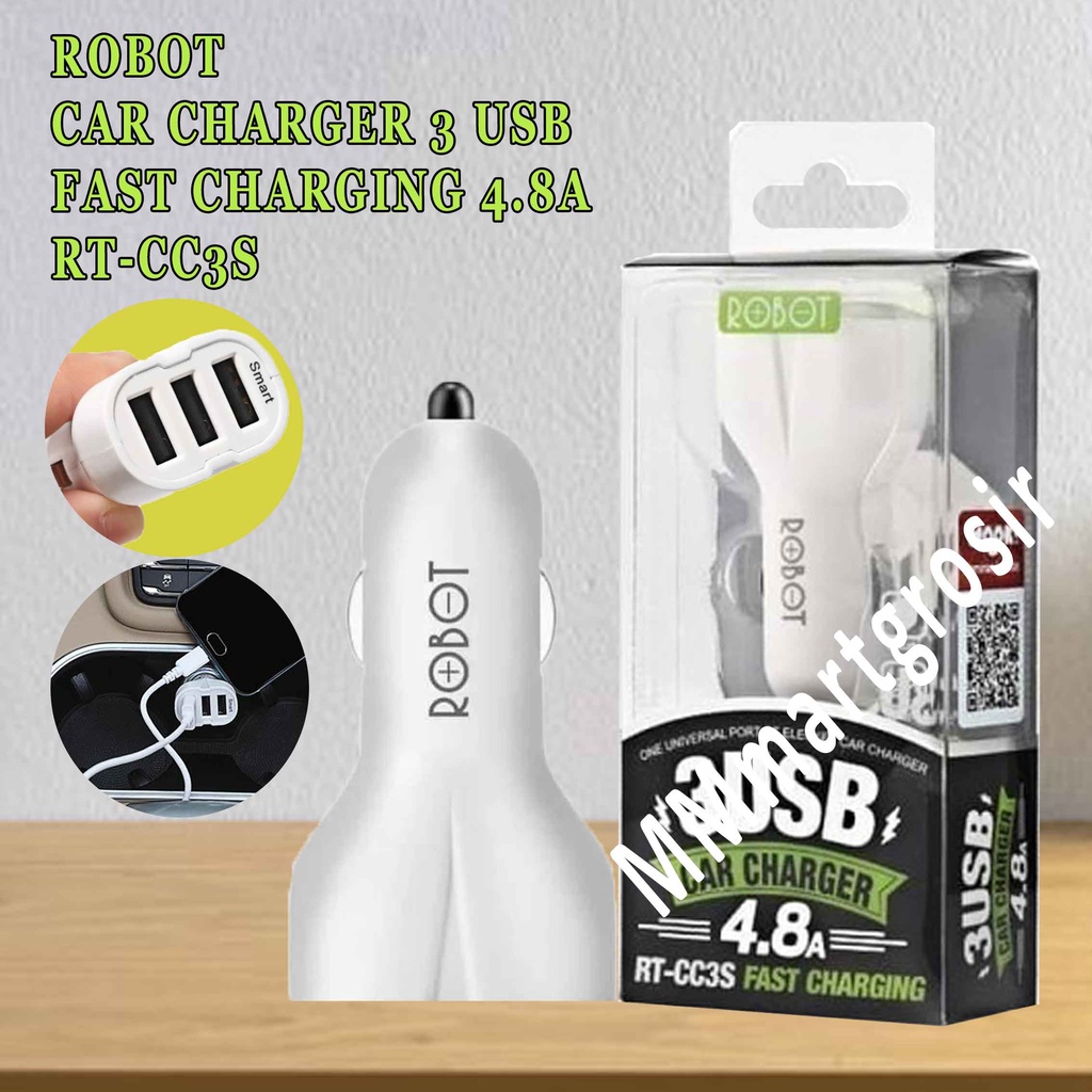 Robot/ Car Charger 3 USB/ Fast Charging 4.8A/ RT-CC3S/ Charger