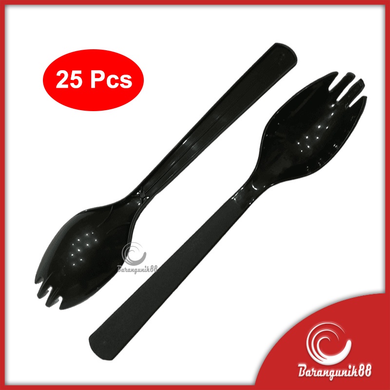 [25 Pcs] Sendok Garpu 2 in 1 Plastik Food Grade