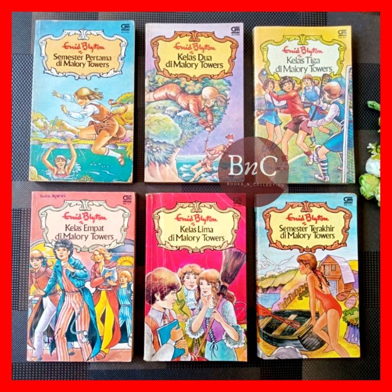 novel Malory Towers enid blyton bekas cover vintage 1-6 tamat