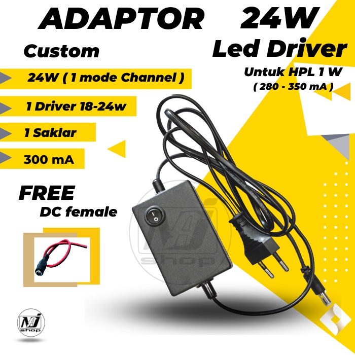 Adaptor Led Driver 24Watt Custom (18 - 24W) 300mA Constan Current Tinggal Pakai