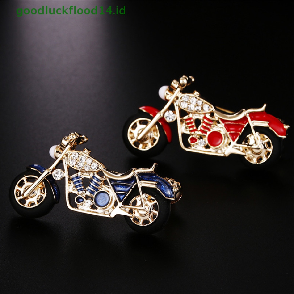 [GOOGFOUR] Enamel Motor Bros Pin Berlian Imitasi Kristal Jas Kerah Bros Perhiasan Hadiah [TOP]