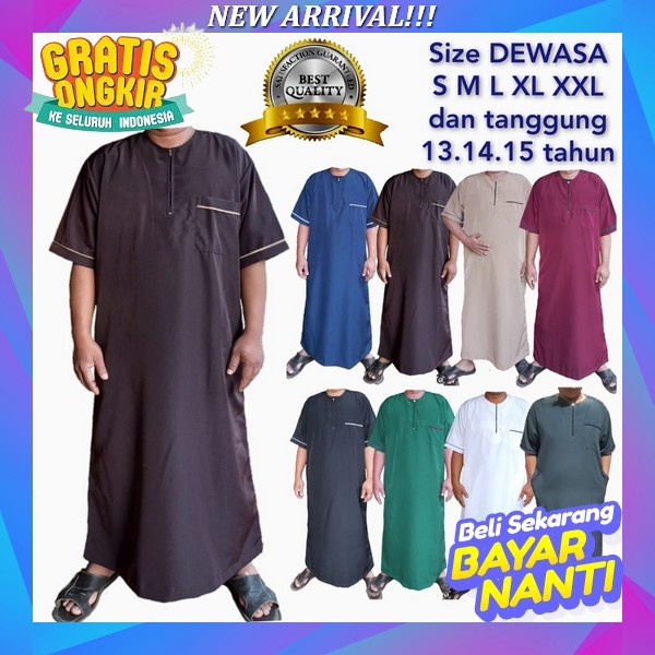 Jubah Pria Lengan Pendek Gamis Jubah Pria Laki-Laki Dewasa Slimfit Premium Terbaru 2023 Gamis Dewasa
